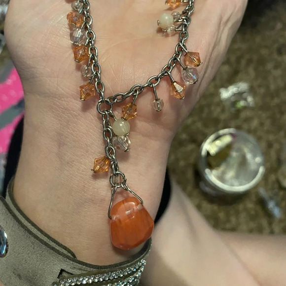 Carnelian and Silver Beaded Coldwater Creek Necklace 🐼🐼🐼 - Picture 2 of 5